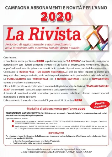 La Rivista abbonamento annuale 2020