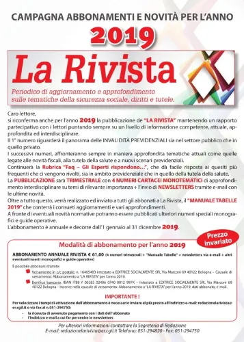 La Rivista abbonamento annuale 2019